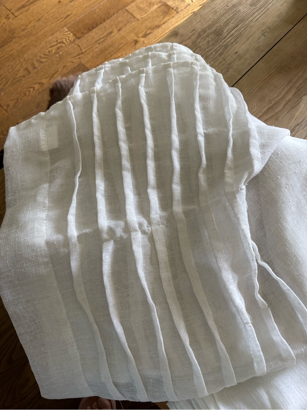 🤑SALE White Linen Textured Pleated Bottom Curtain Panels -4. NWOT